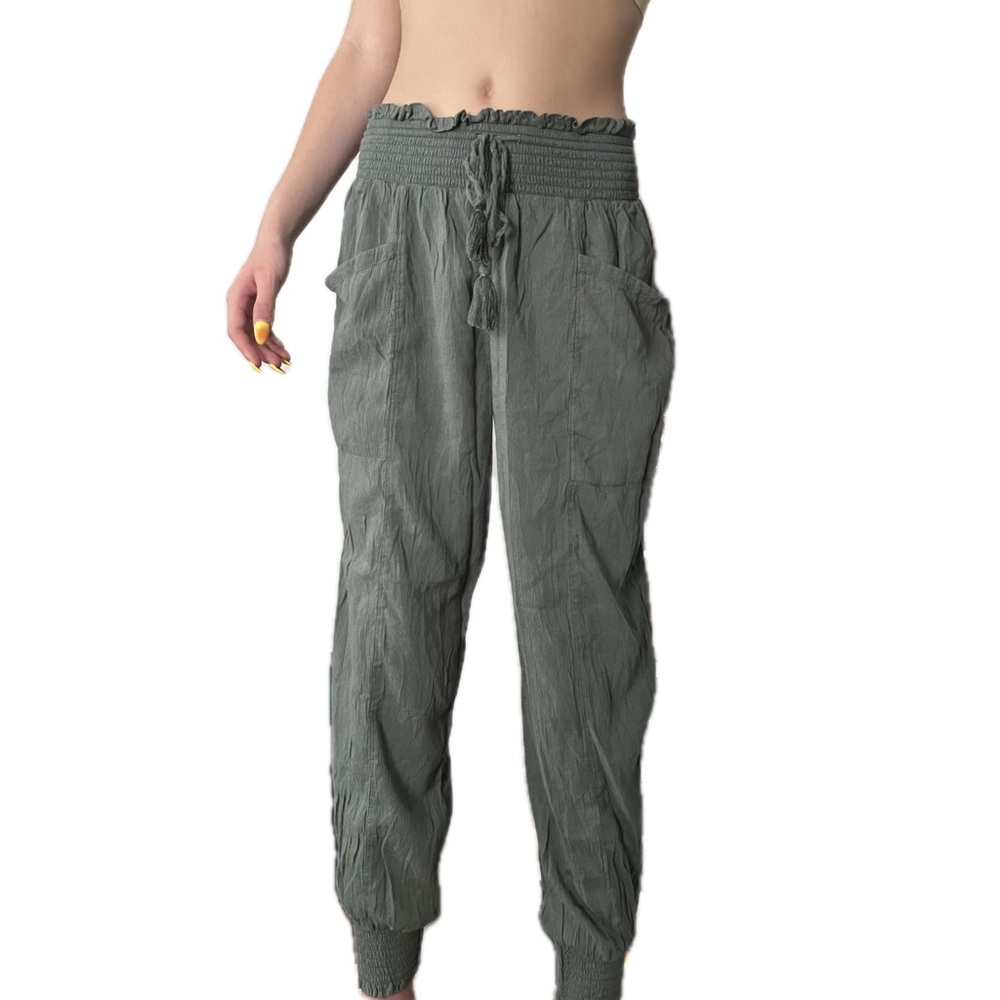 Aerie Green High Wasted Paper Bag Tie Waste Size Small Pants